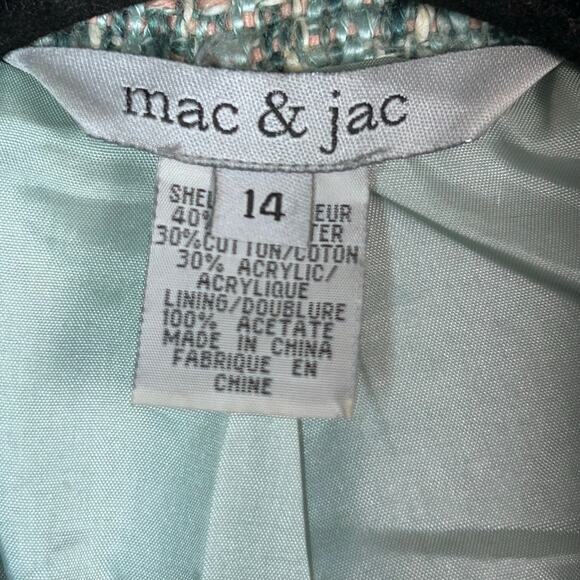 Mac & Jac tweed blazer size 14 pastel green bows cabochon buttons y2k preppy - Picture 11 of 12